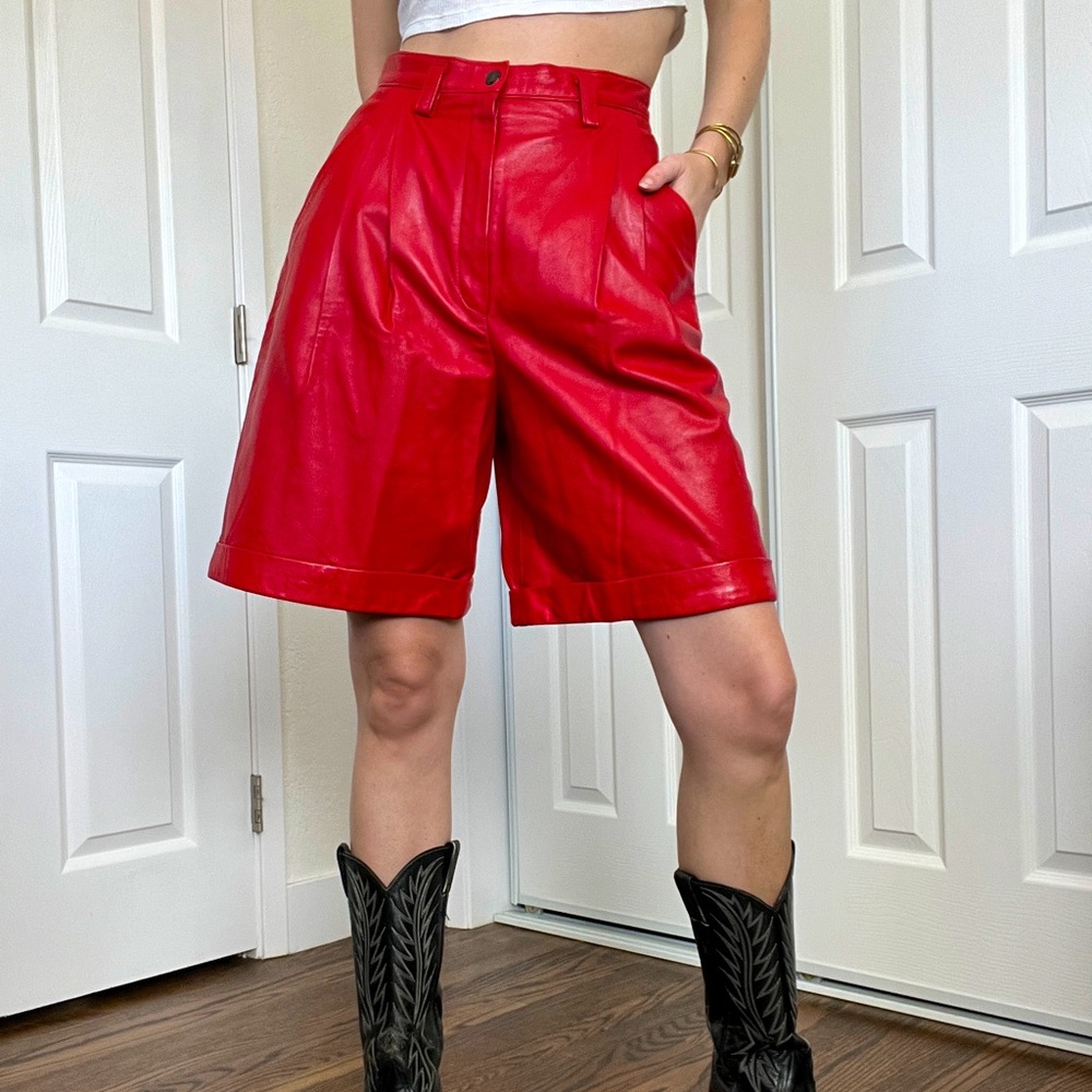 Leather by Toby vintage red leather shorts